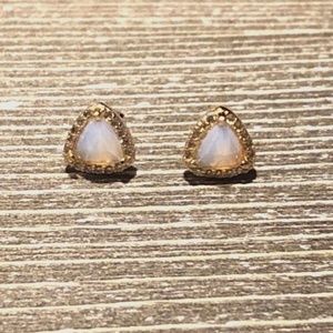 Trillion Pave Moonstone Stud Earrings